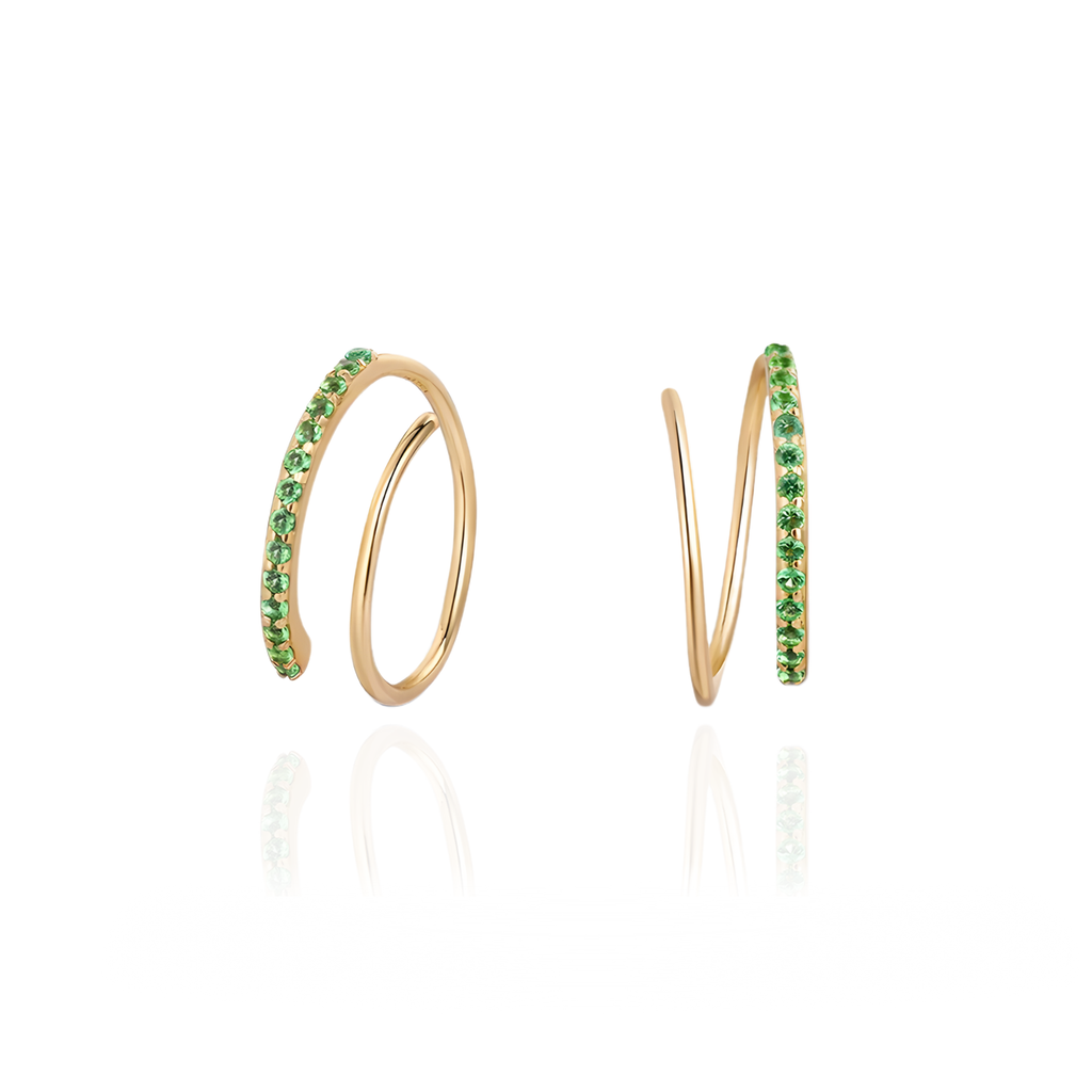 Curly Earrings Emerald
