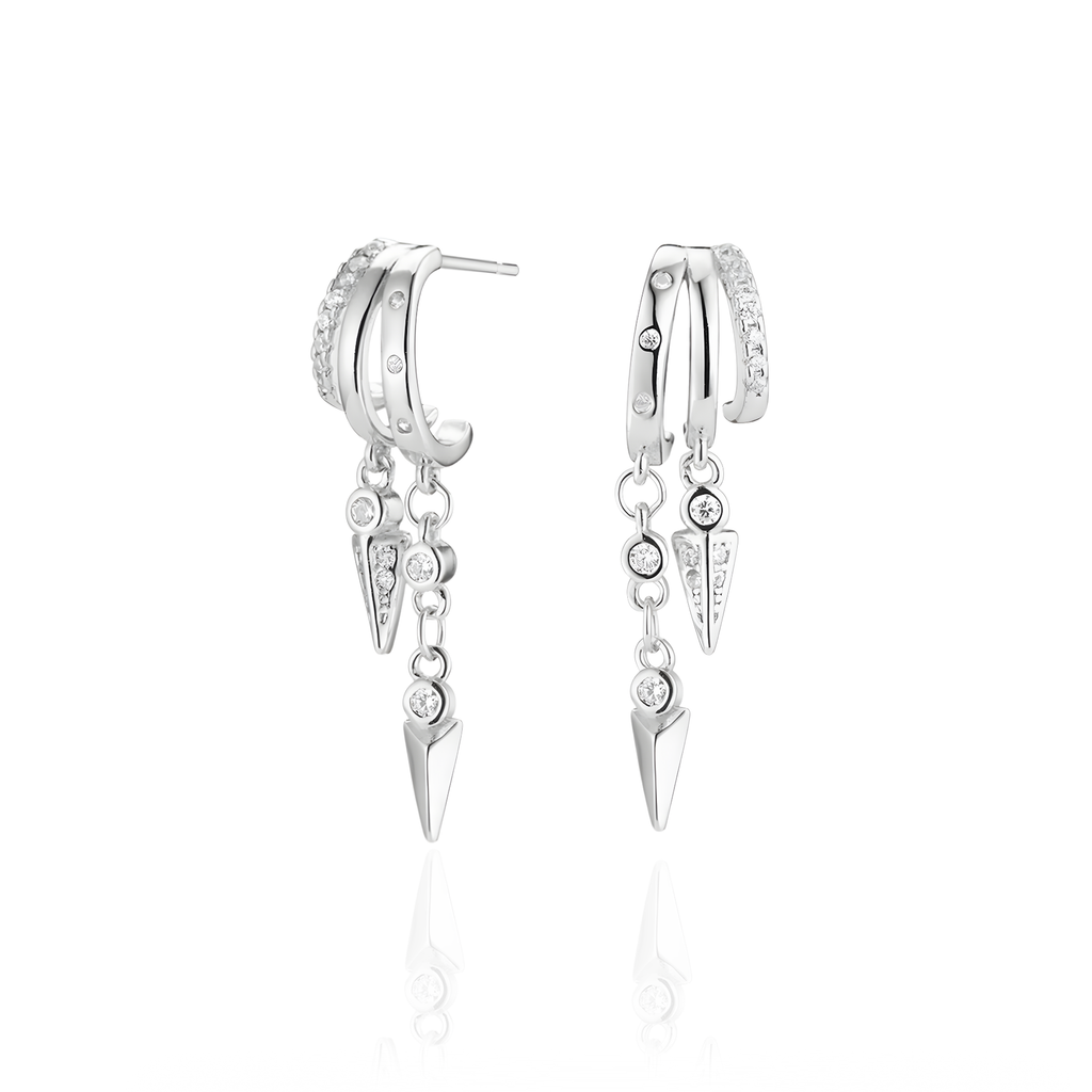 Diamond Drops Earrings Silver