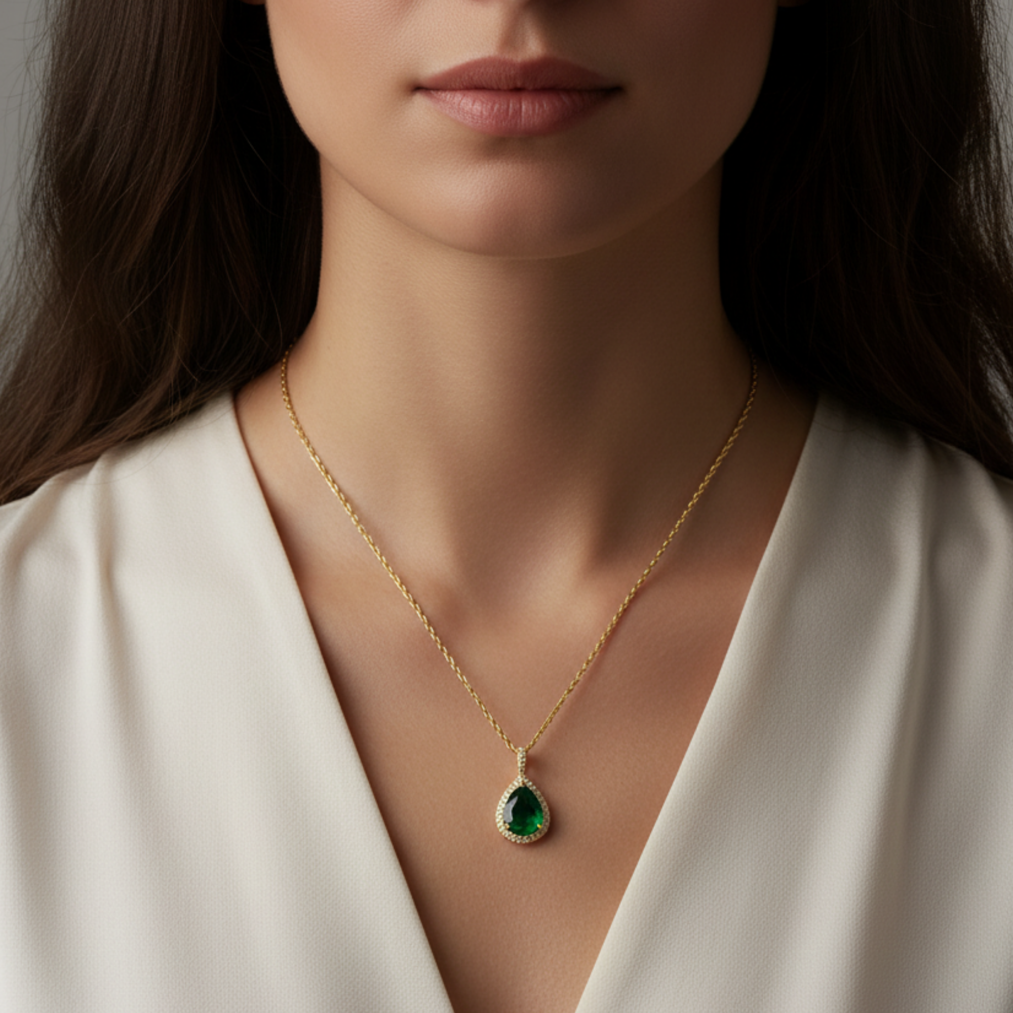Emerald Tear Necklace