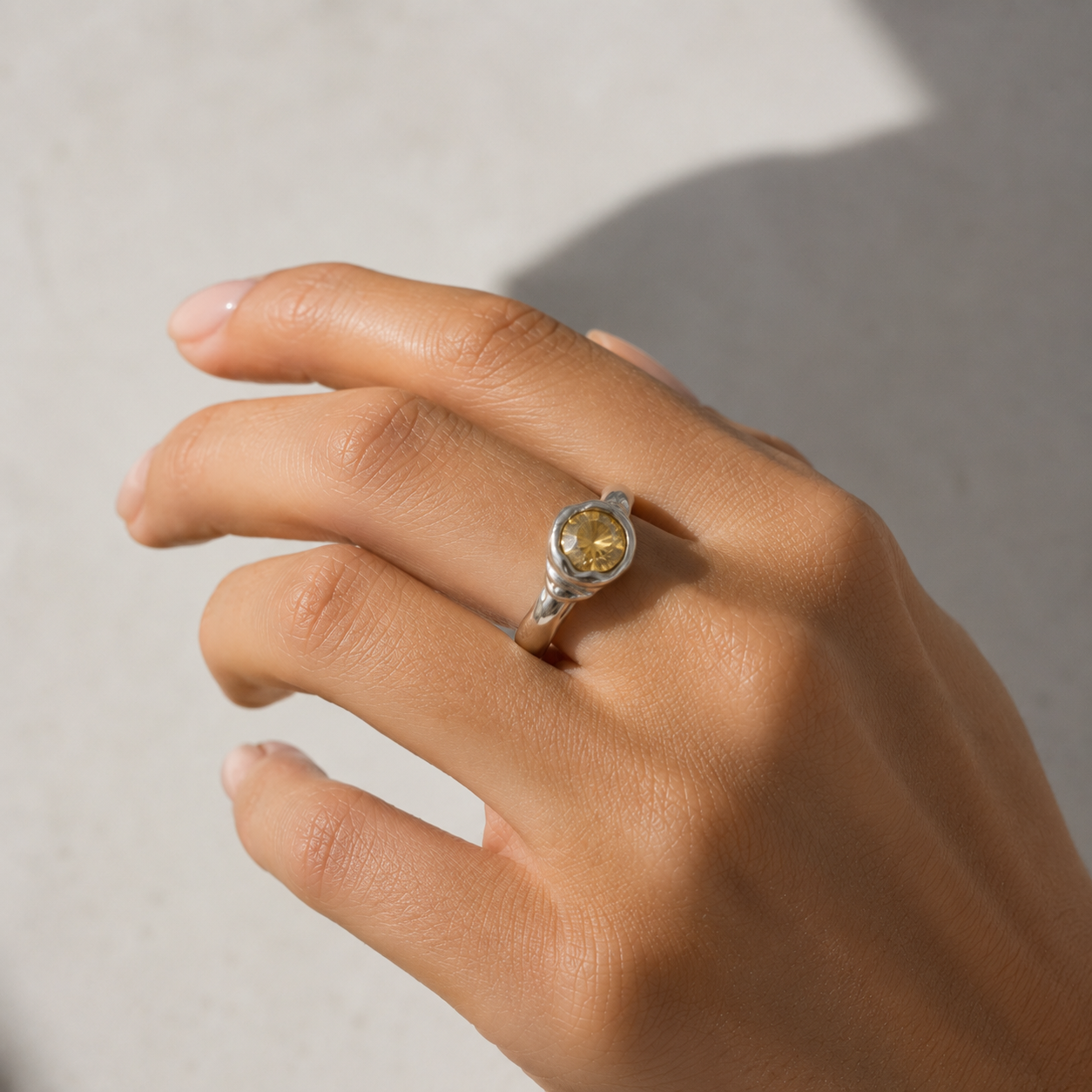 Champagne Silver Ring