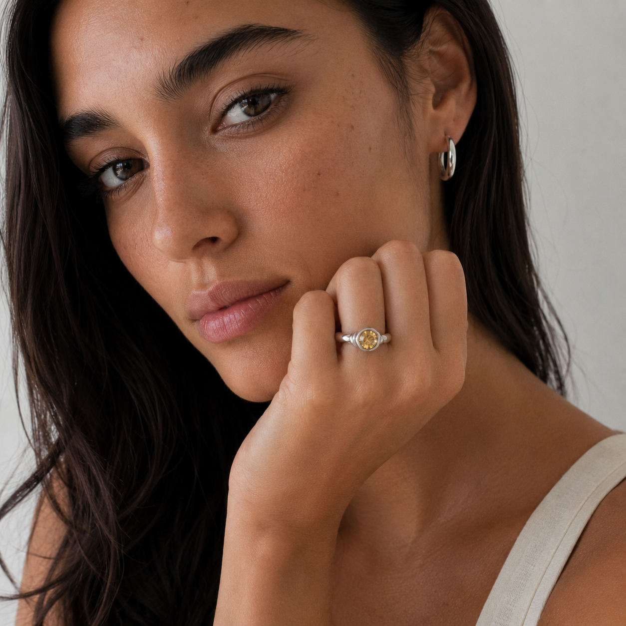 Champagne Silver Ring