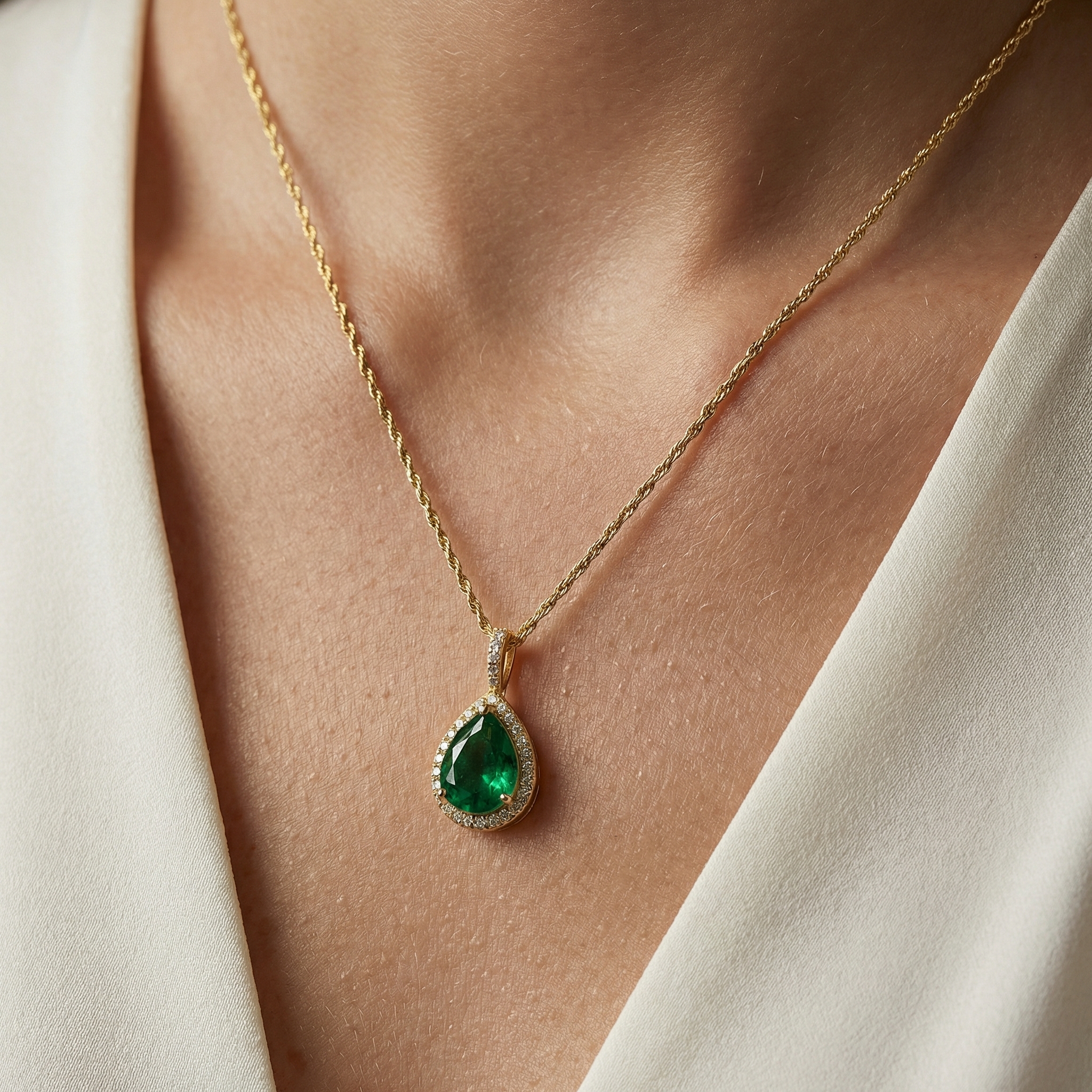 Emerald Tear Necklace