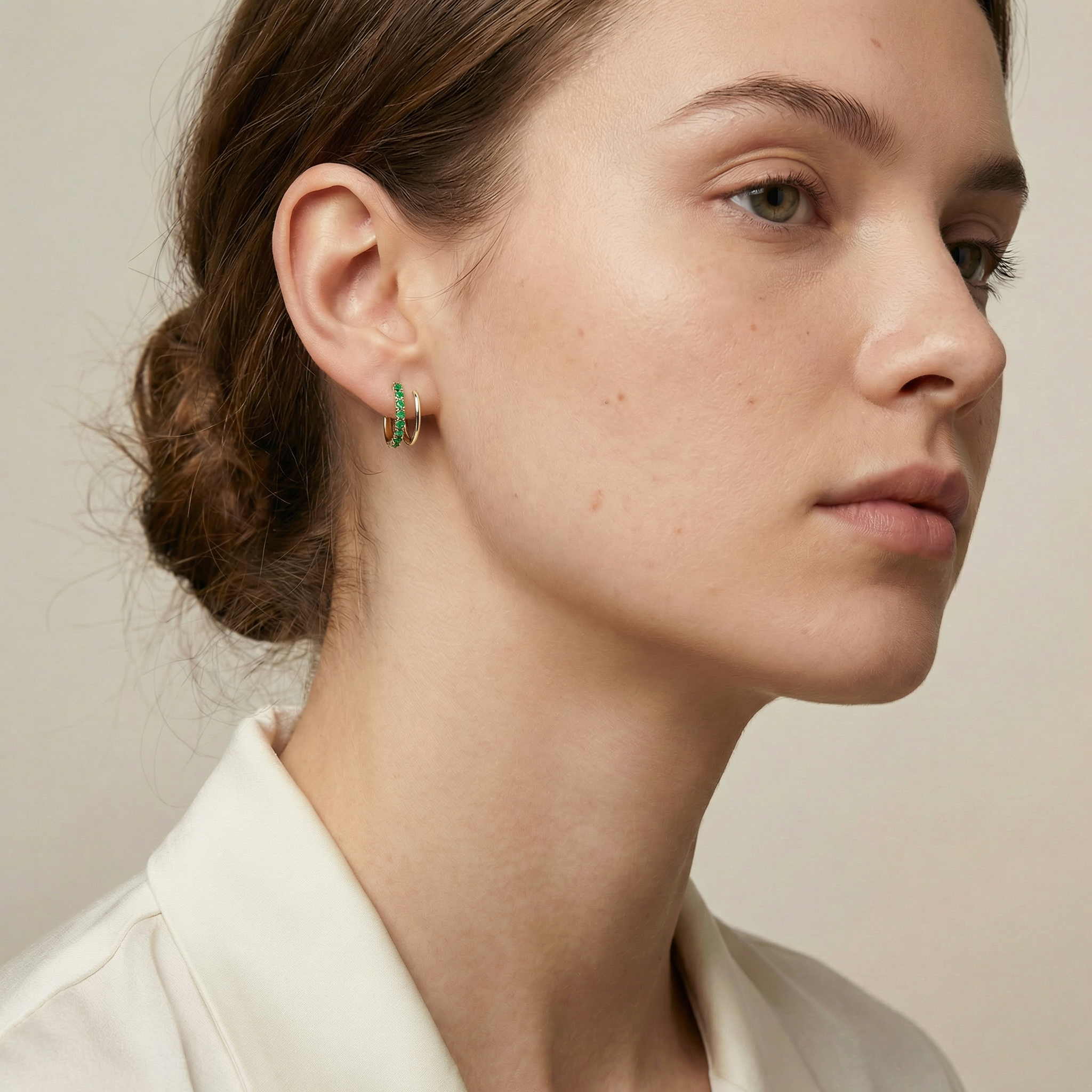 Curly Earrings Emerald