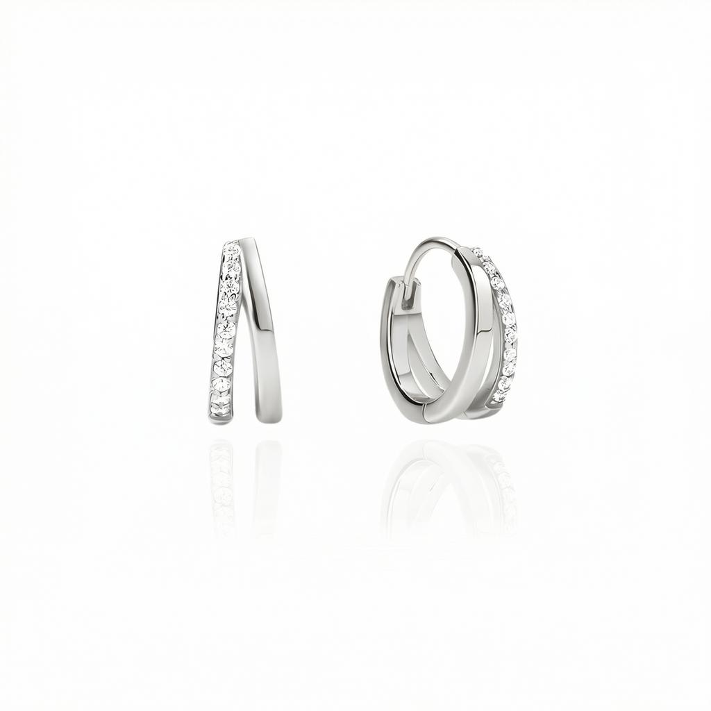 Dual Earrings Silver