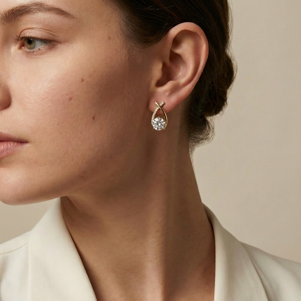 Diamond Tear Earrings